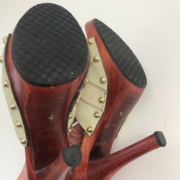 Gucci Suede Leather horsebit heels clogs 7.5 - Picture 7 of 8